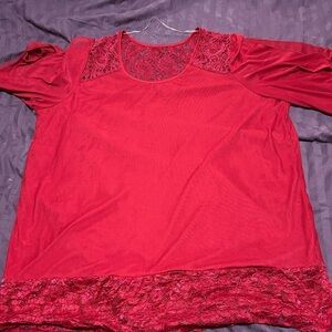 Warehouse one - xxxl- 100% polyester Red Lace Blouse- new or like new